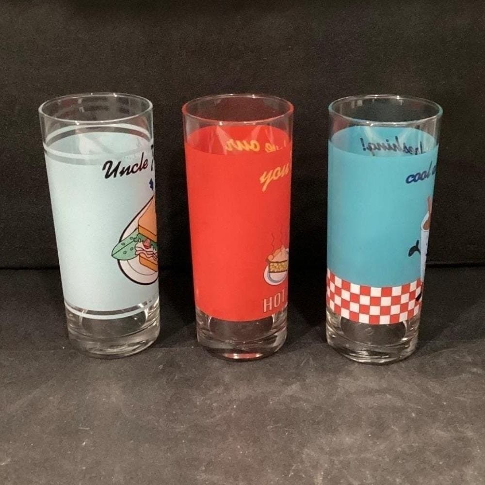 Home Essentials "Retro Diner" Glass Tumblers, Set of 3, Vintage Inspired Glasses - Thumbnail 8