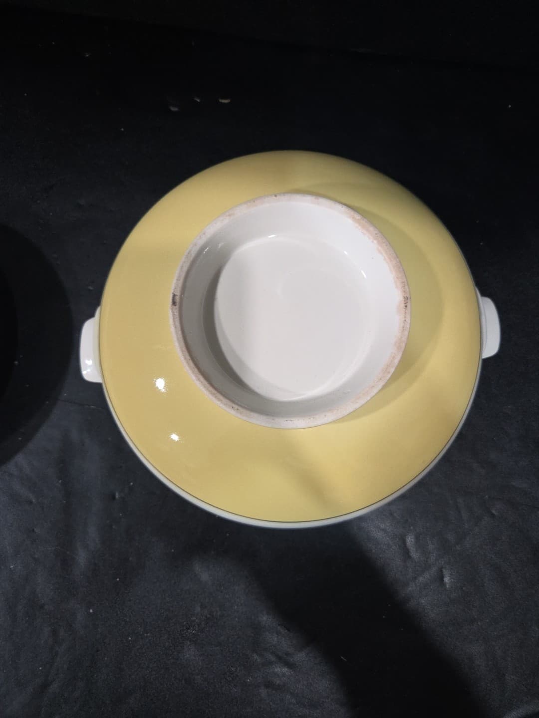 Rare Vintage Century Yellow And White Ceramic Bowl & Cover,Wheat Design W/Gold - Thumbnail 8