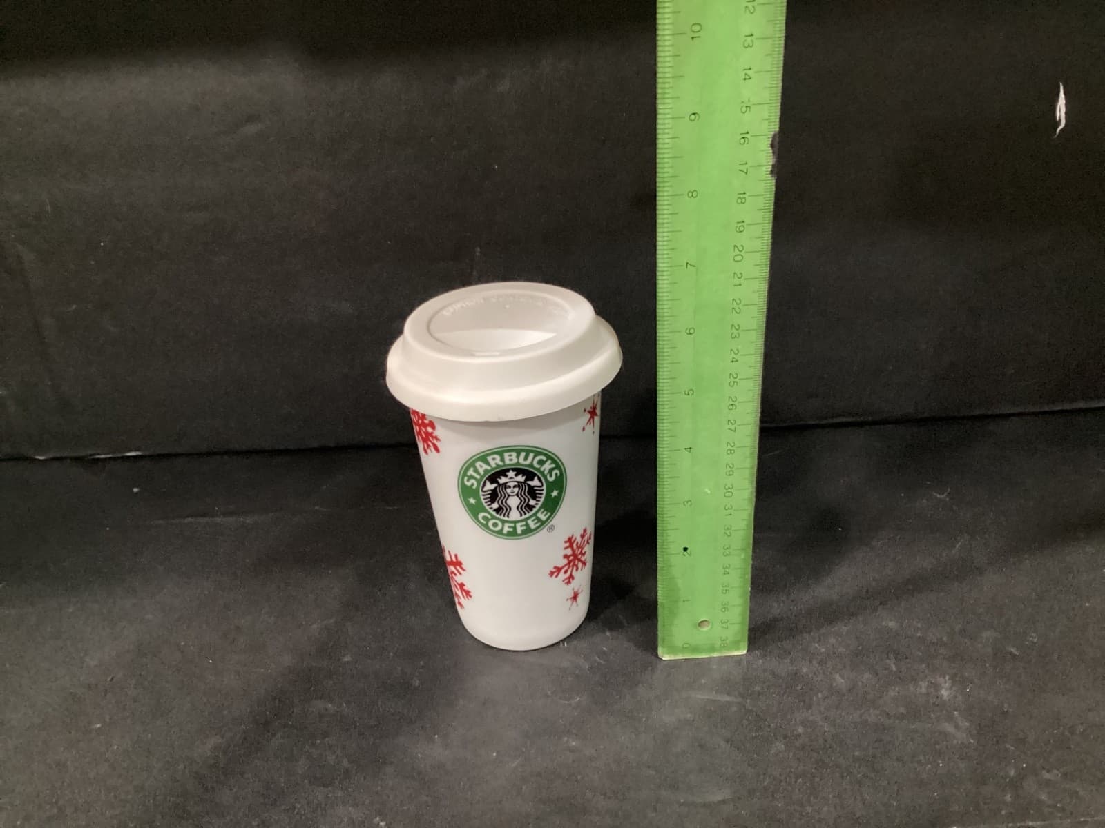 2010 Starbucks Coffee Travel Mug Ceramic Christmas Red Snowflakes with Lid - Thumbnail 6