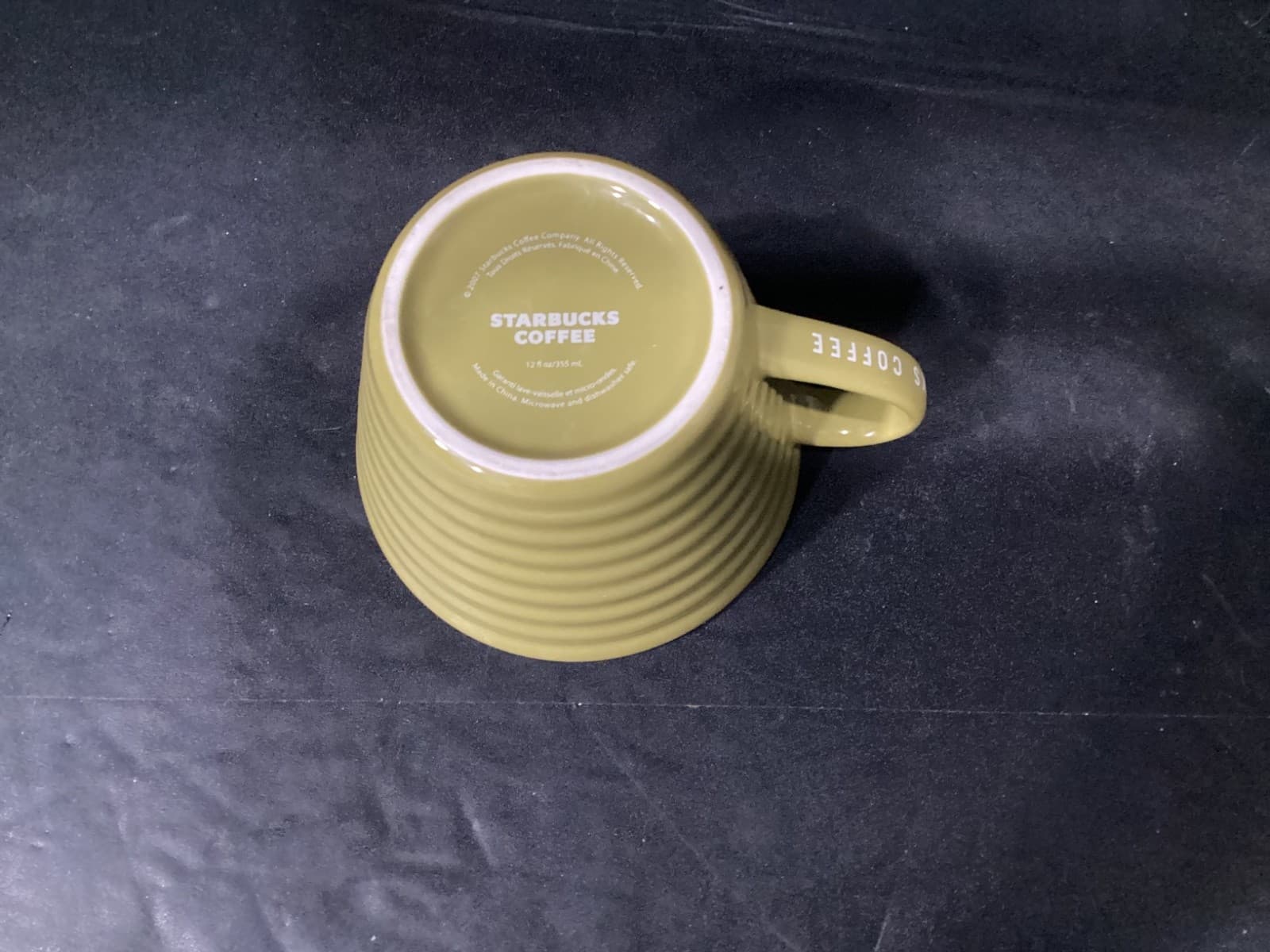 Starbucks Coffee Mug Green Ribbed Cup 12oz Bright Floral Design Inside 2007 - Thumbnail 4