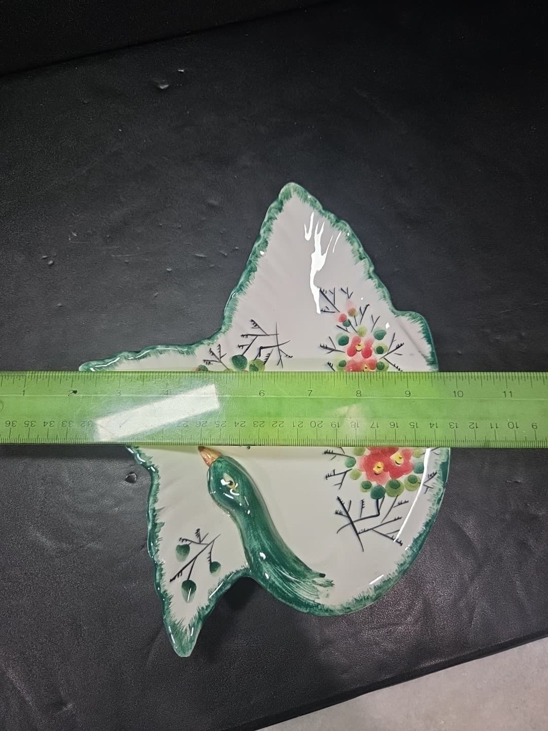 Italian Green Bird Bowl, Hand Painted Floral Dish, Trinket Holder, Multicolor - Thumbnail 4