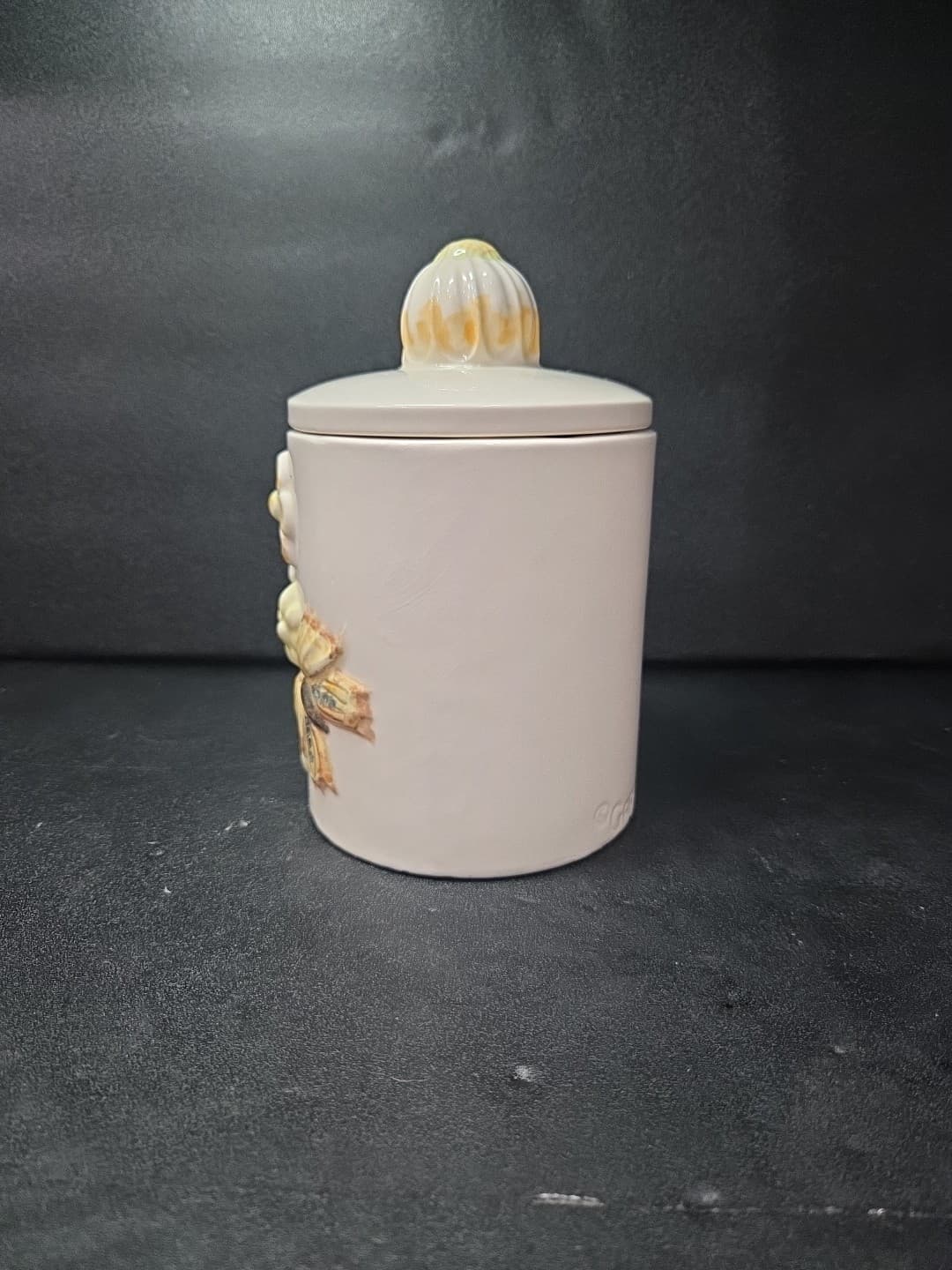 Handmade Ceramic Butterfly Jar, Vintage Small Floral Canister, Butterfly Decor - Thumbnail 4