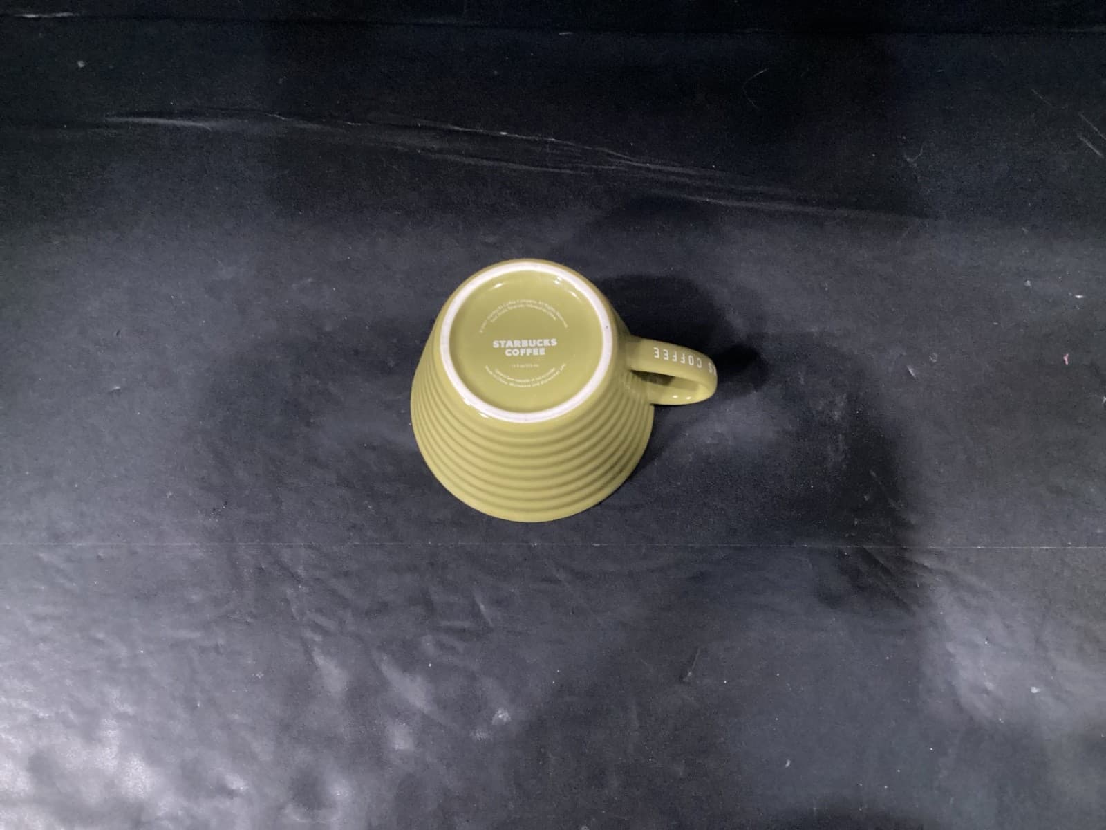 Starbucks Coffee Mug Green Ribbed Cup 12oz Bright Floral Design Inside 2007 - Thumbnail 3