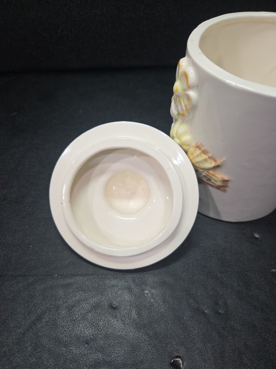 Handmade Ceramic Butterfly Jar, Vintage Small Floral Canister, Butterfly Decor - Thumbnail 7