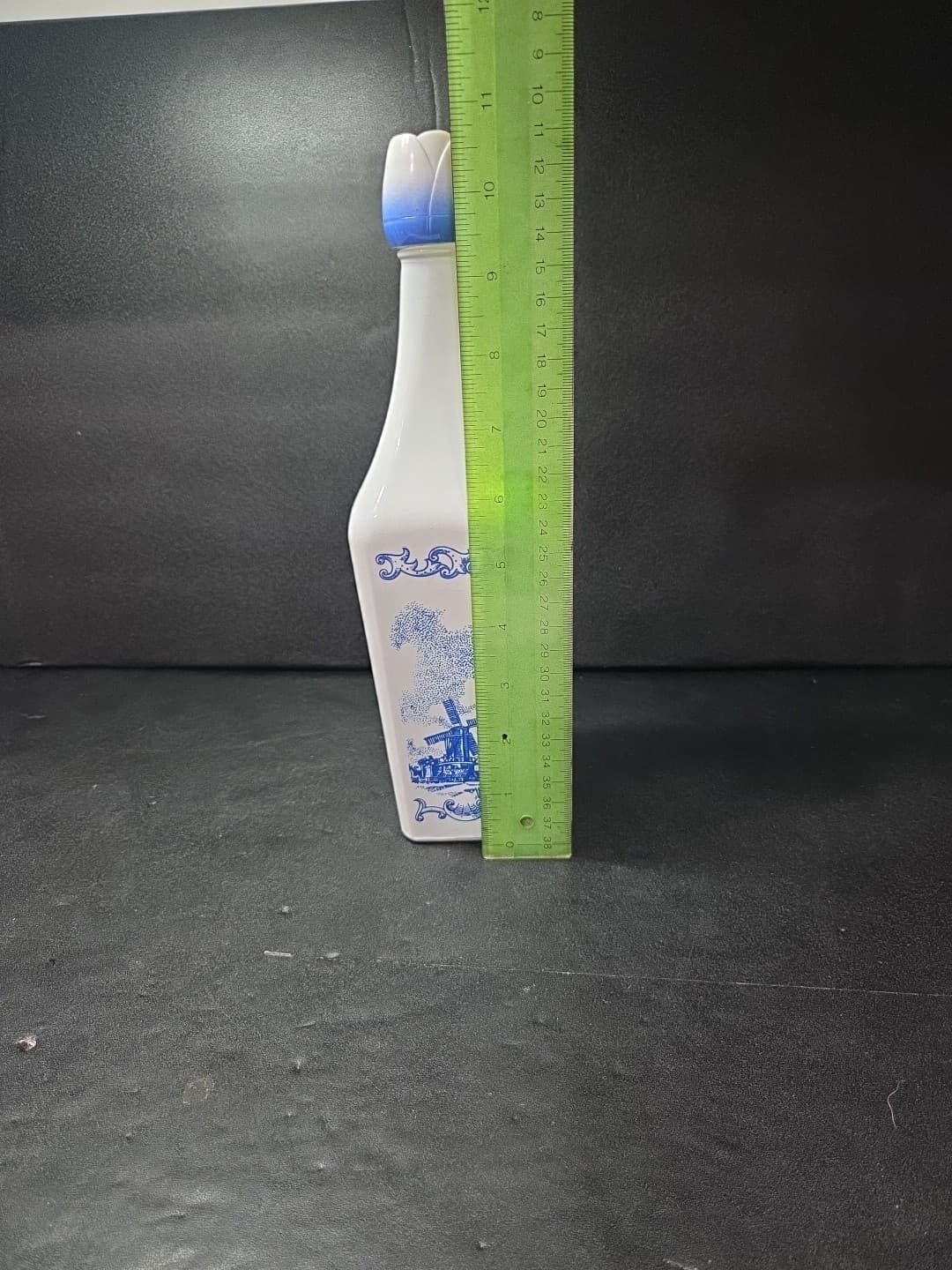 Vandermint Liquor Bottle Decanter, Blue White Windmill Glass, D-126 5886, 11.5" - Thumbnail 8