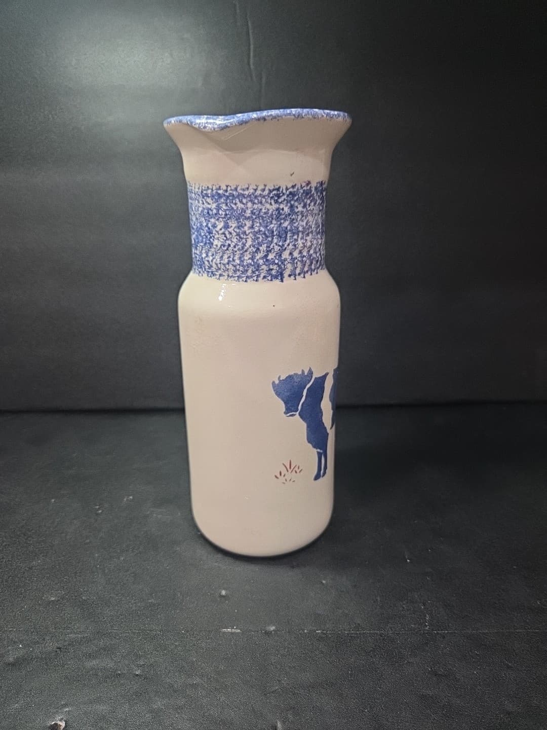 Buttermilk Acres Ceramic Milk Bottle Jug, Vintage Glazed Cow, Hand Made Signed - Thumbnail 4