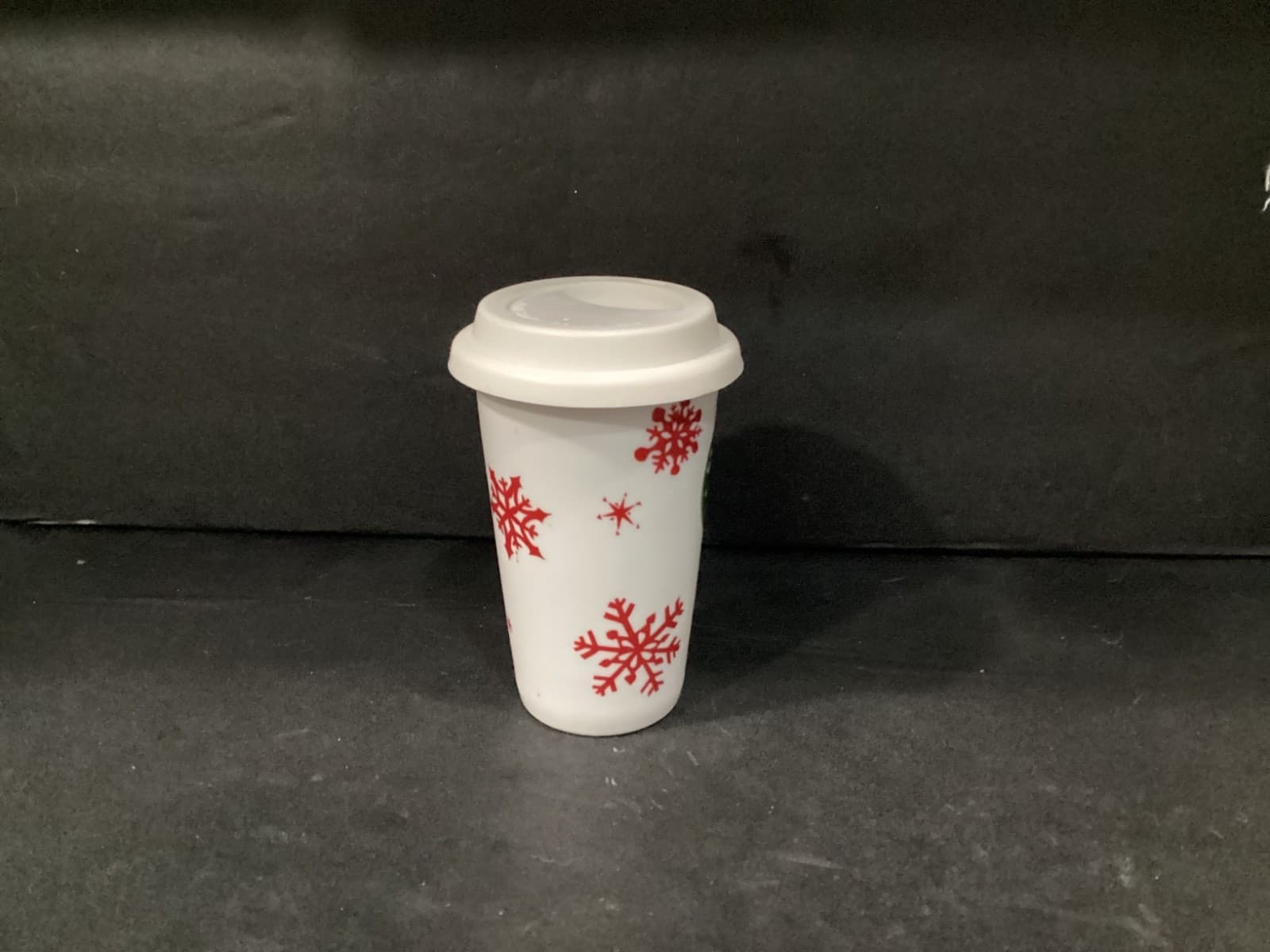 2010 Starbucks Coffee Travel Mug Ceramic Christmas Red Snowflakes with Lid - Thumbnail 9
