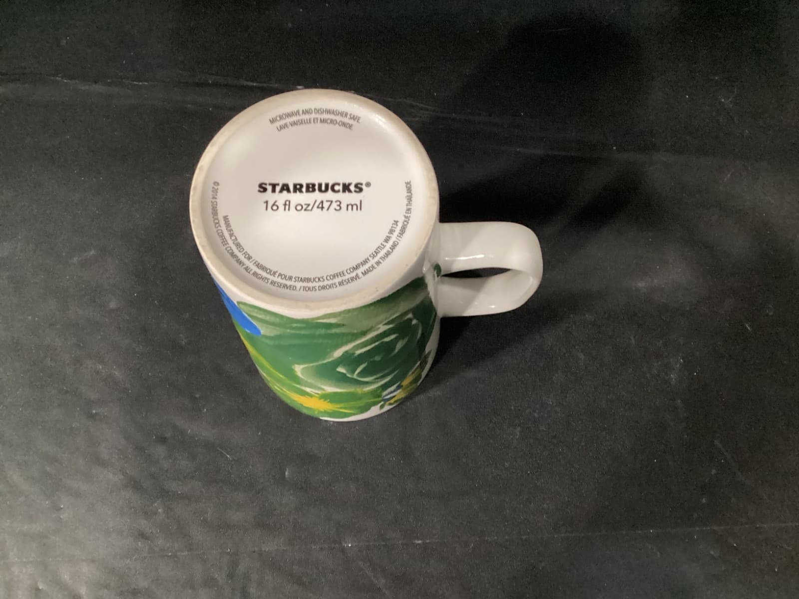 Starbucks Ceramic16 Oz Ceramic Mug Dot Collection 2014 Green Blue yellow Floral - Thumbnail 4