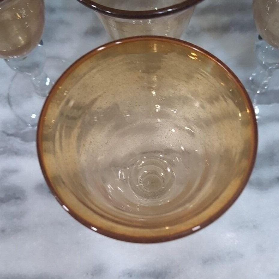 Artland Iris Amber Water Goblets, Set of 4, Vintage Hand Blown Bubble Design - Thumbnail 7