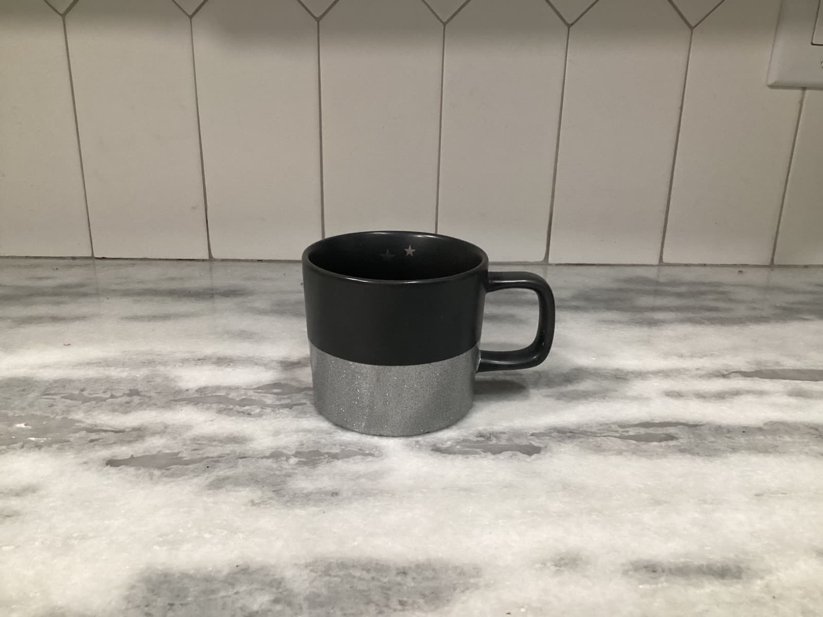 STARBUCKS Mug 2018 Matte Black Silver Glitter and Stars Ceramic Coffee Mug 12oz - Thumbnail 8