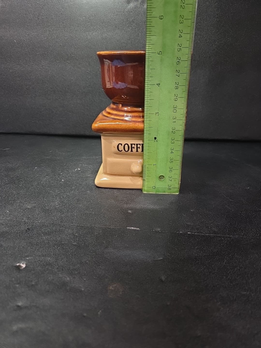 Coffee Grinder Vase, Ceramic Planter, Brown and Beige Drip, Mid Century Decor - Thumbnail 8