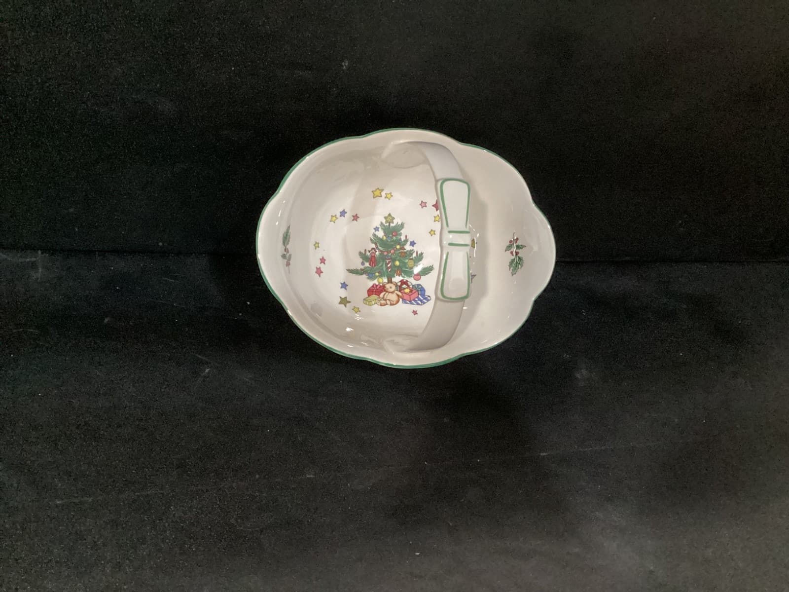 NIKKO Christmastime Candy Basket w/ Handle made in Japan Vintage - Thumbnail 3