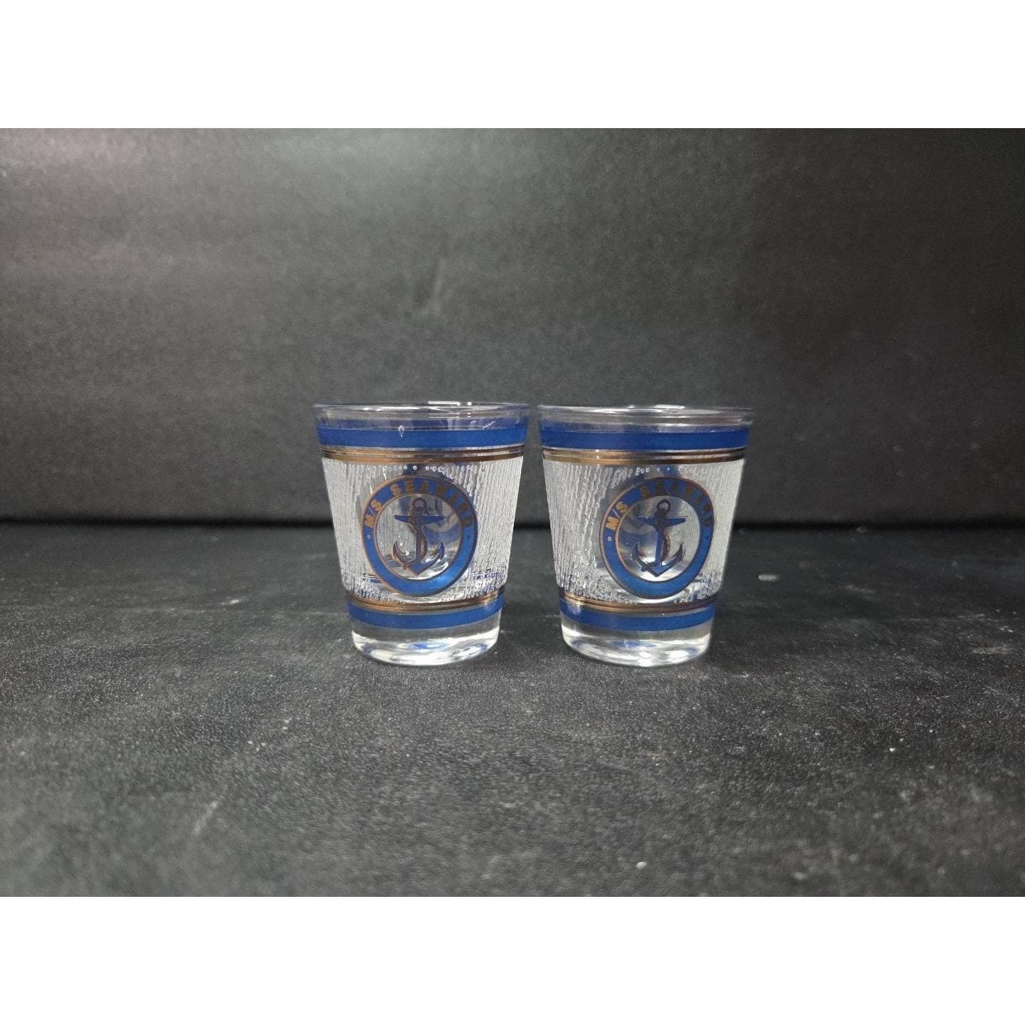 Norwegian Cruise Lines Shot Glass, Vintage M/S. SEAWARD, Anchor Design, Set Of 2 - Thumbnail 3