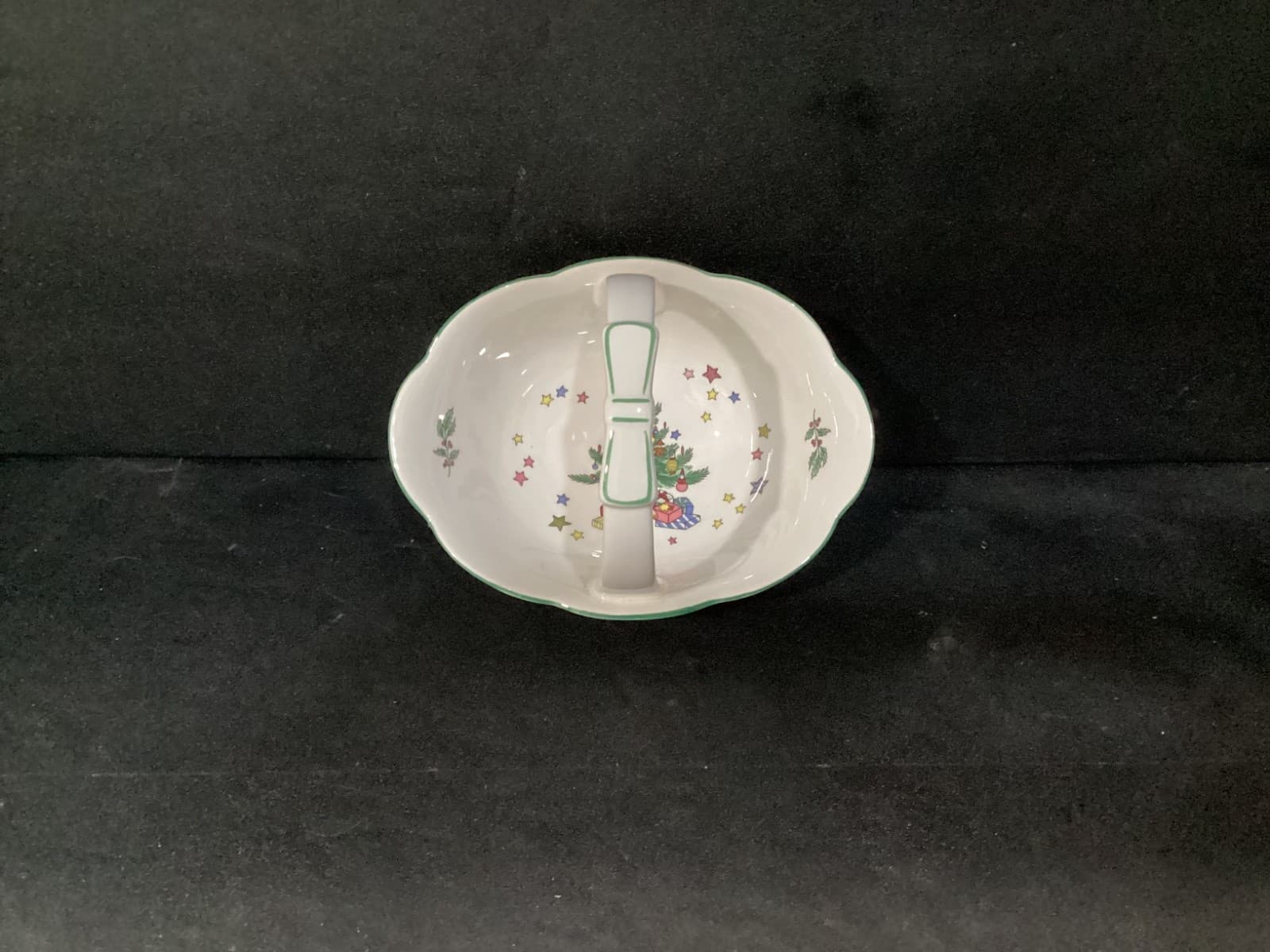 NIKKO Christmastime Candy Basket w/ Handle made in Japan Vintage - Thumbnail 2