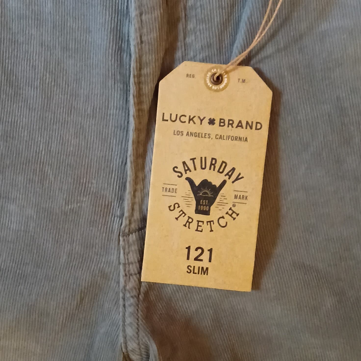 Lucky Brand Men's 121 Slim Gray Corduroy Stretch Jeans Mid Rise 5-Pocket - Thumbnail 8