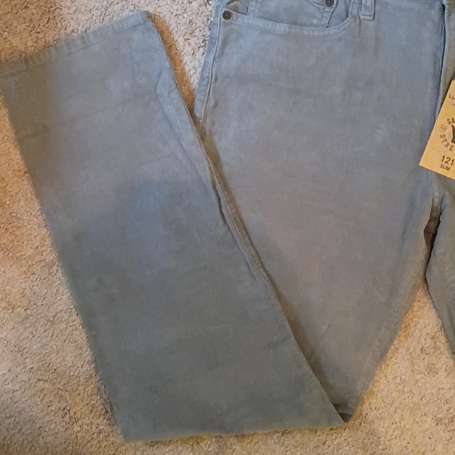 Lucky Brand Men's 121 Slim Gray Corduroy Stretch Jeans Mid Rise 5-Pocket - Thumbnail 6