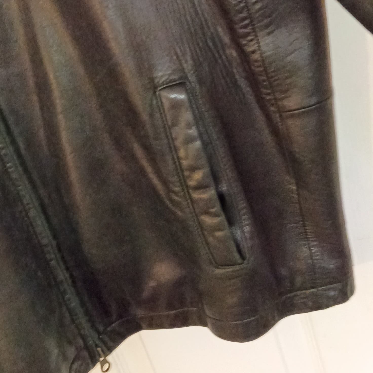 Alfani Men's Leather Jacket Size Large With Macy's Dust Bag Well-kept Condition - Thumbnail 11