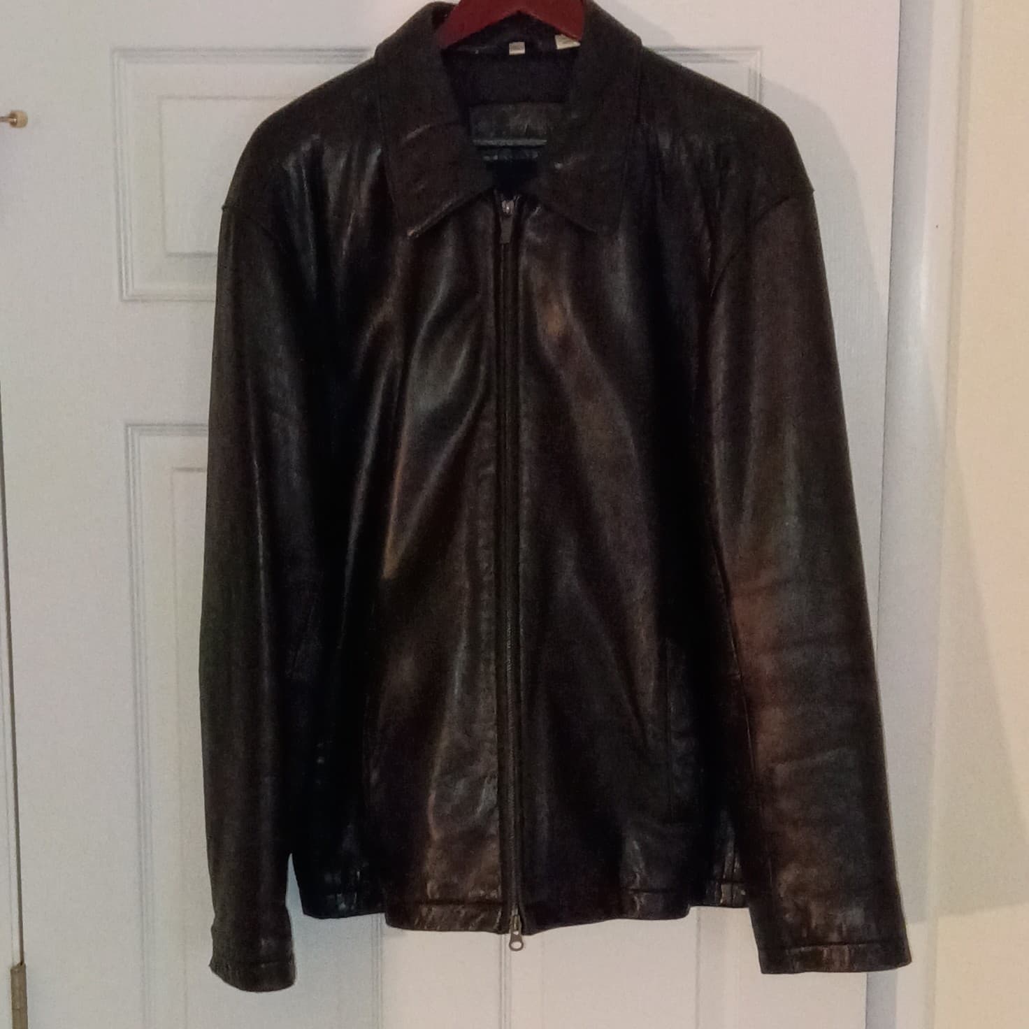 Alfani Men's Leather Jacket Size Large With Macy's Dust Bag Well-kept Condition