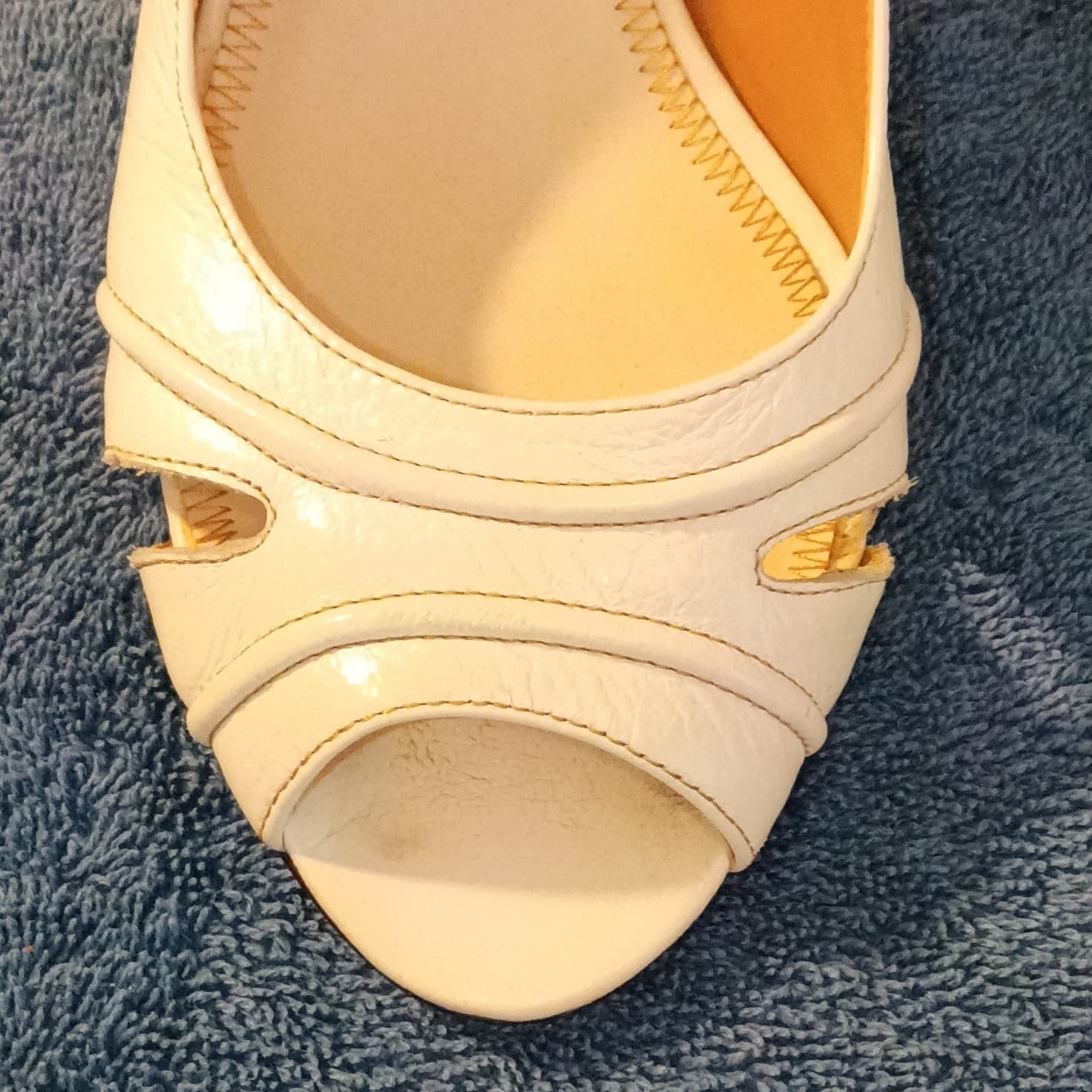 Alfani Bess Cream & Gold Sling-Back Open Toe Wedge Heel Pump Women's Size 6M - Thumbnail 7