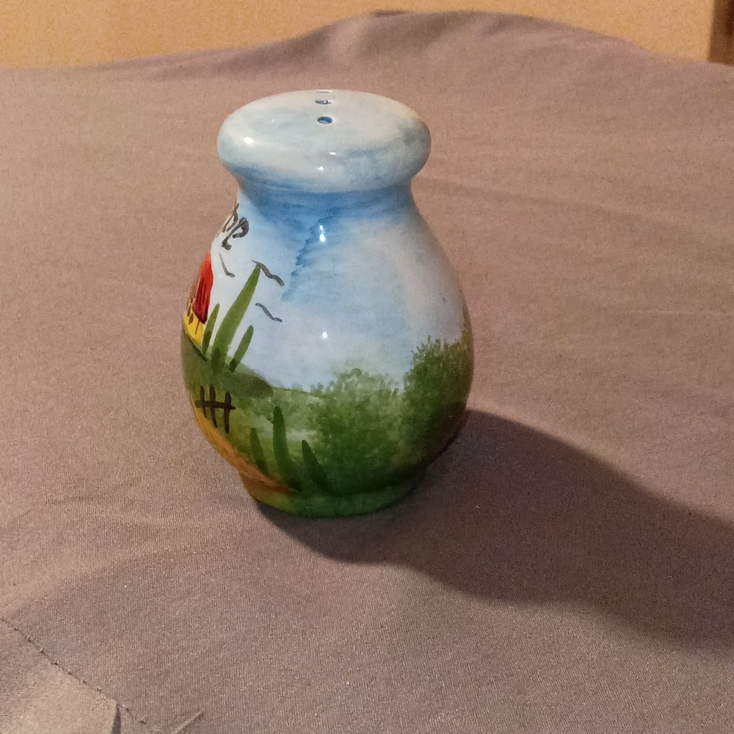 ceramic Scenic Cottage Ceramic Salt & Pepper Shaker, Hand-Painted, Glossy Finish - Thumbnail 3