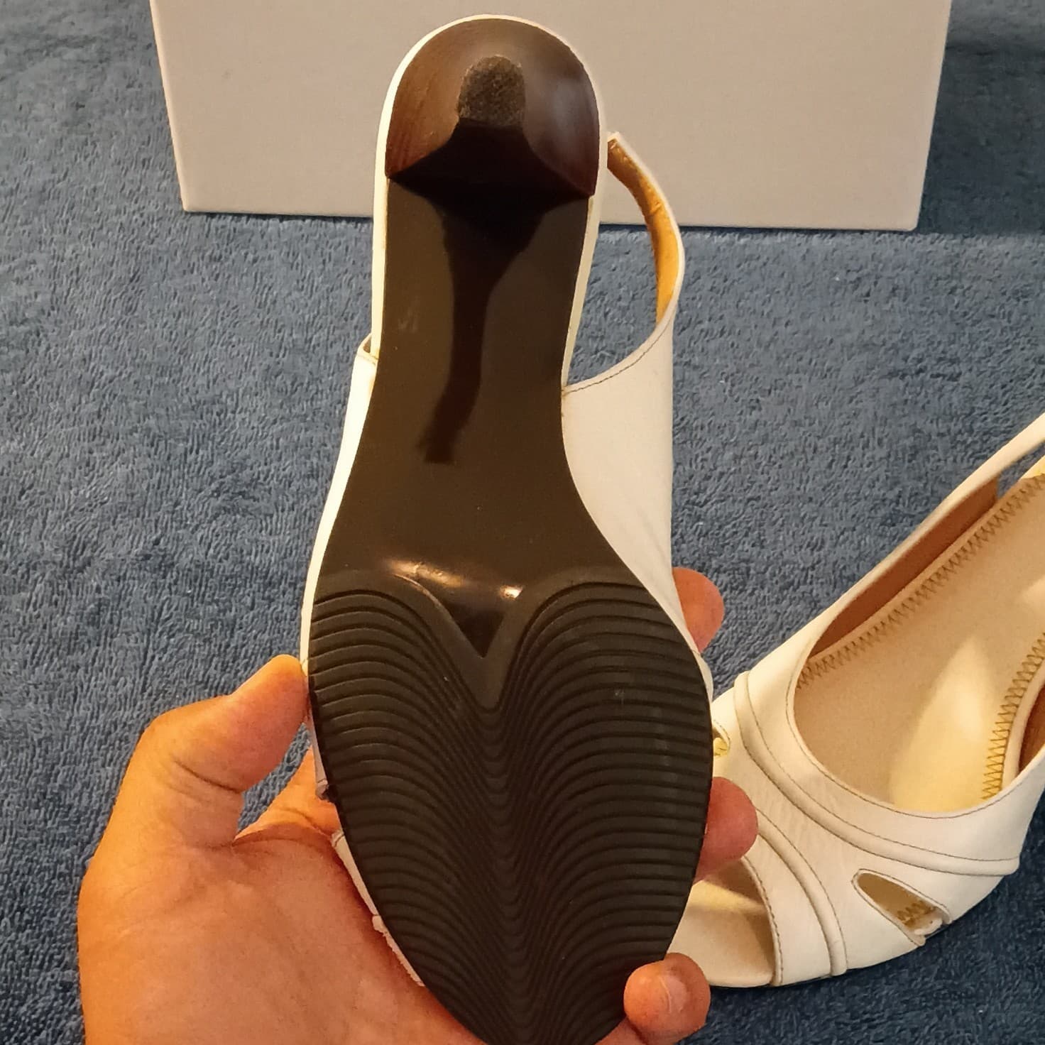 Alfani Bess Cream & Gold Sling-Back Open Toe Wedge Heel Pump Women's Size 6M - Thumbnail 11
