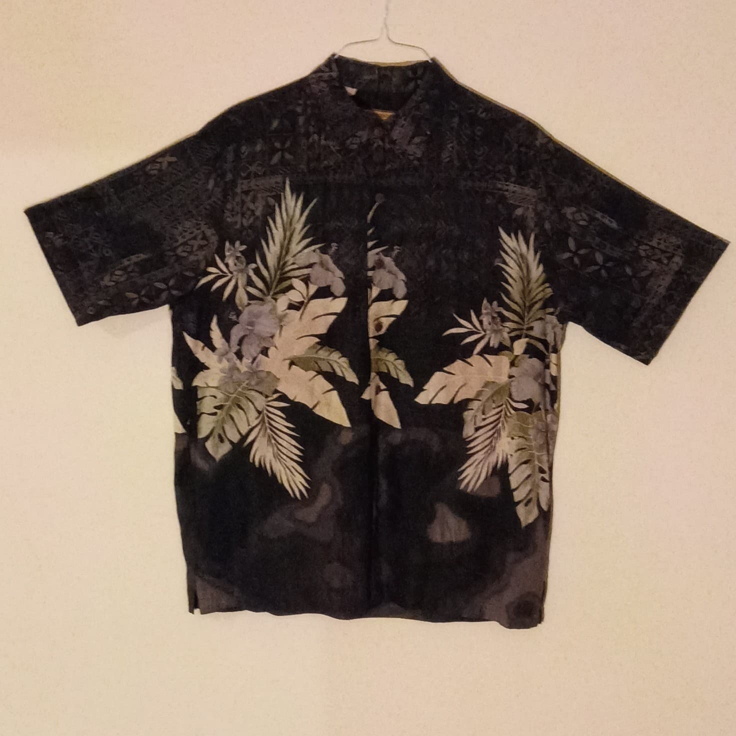Caribbean Joe Mens Large Linen Blend Island Print Vacation Hawaiian Shirt