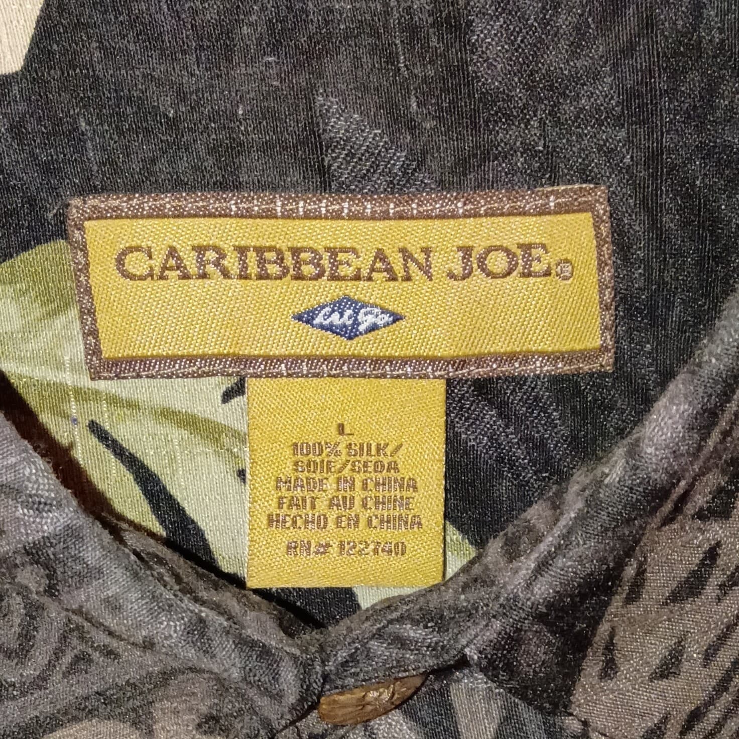 Caribbean Joe Mens Large Linen Blend Island Print Vacation Hawaiian Shirt - Thumbnail 9