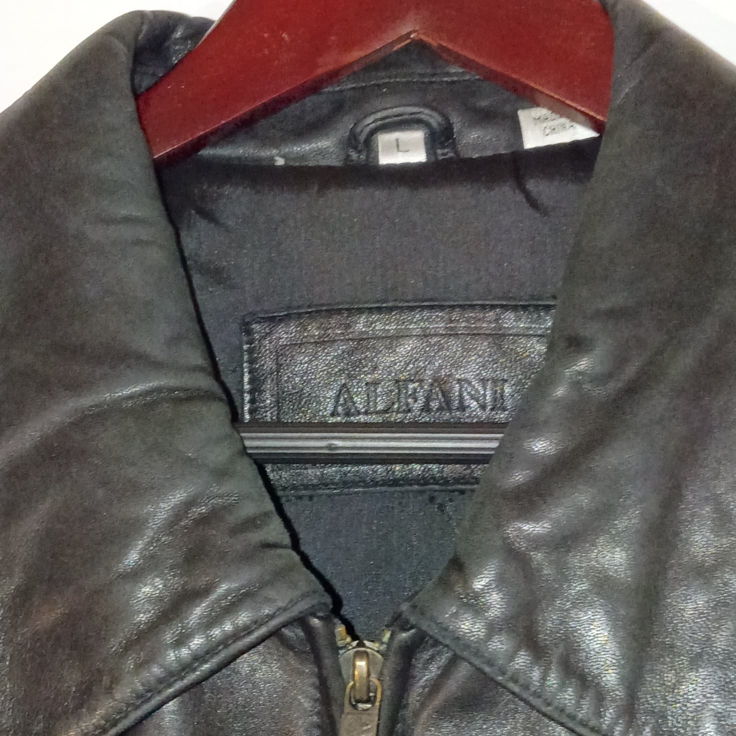 Alfani Men's Leather Jacket Size Large With Macy's Dust Bag Well-kept Condition - Thumbnail 2