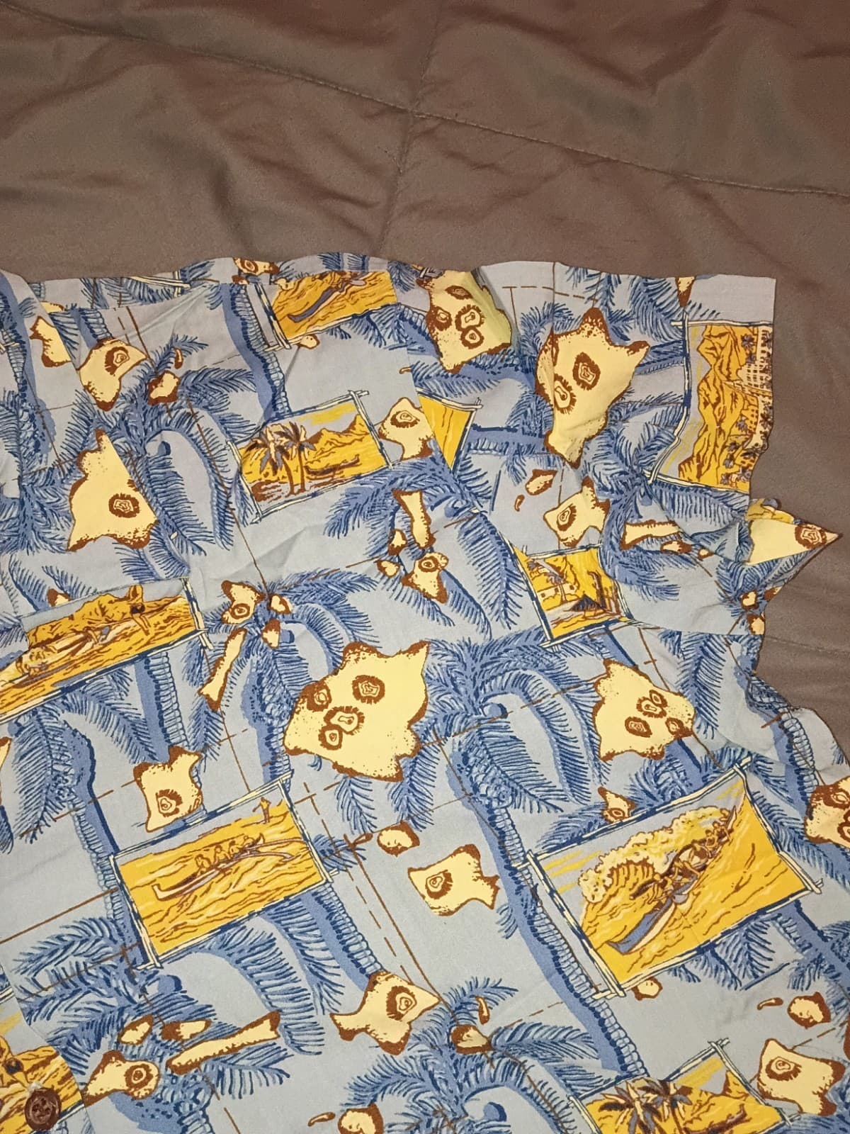 Reyn Spooner Hawaiian Traditions Blue/Yellow Hawaiian Print Shirt L - Thumbnail 3