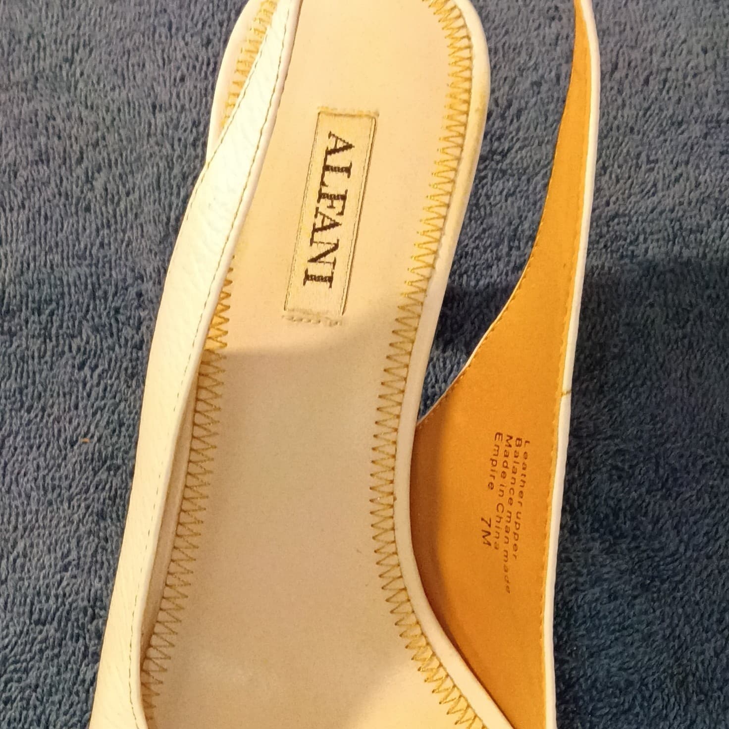 Alfani Bess Cream & Gold Sling-Back Open Toe Wedge Heel Pump Women's Size 6M - Thumbnail 8