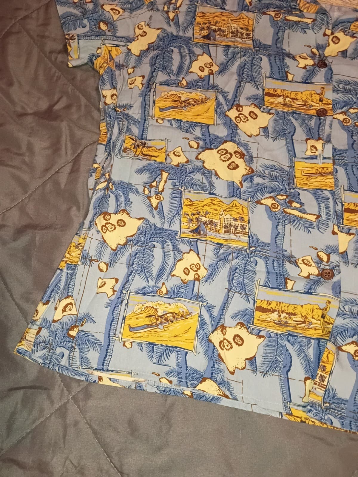 Reyn Spooner Hawaiian Traditions Blue/Yellow Hawaiian Print Shirt L - Thumbnail 5