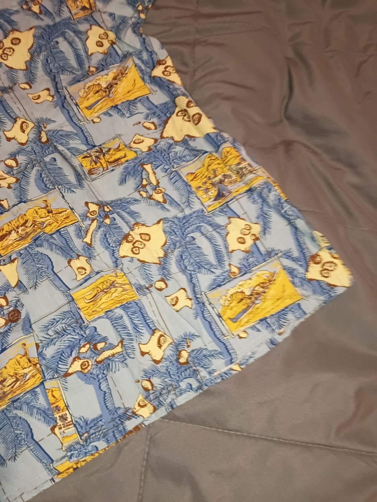 Reyn Spooner Hawaiian Traditions Blue/Yellow Hawaiian Print Shirt L - Thumbnail 4