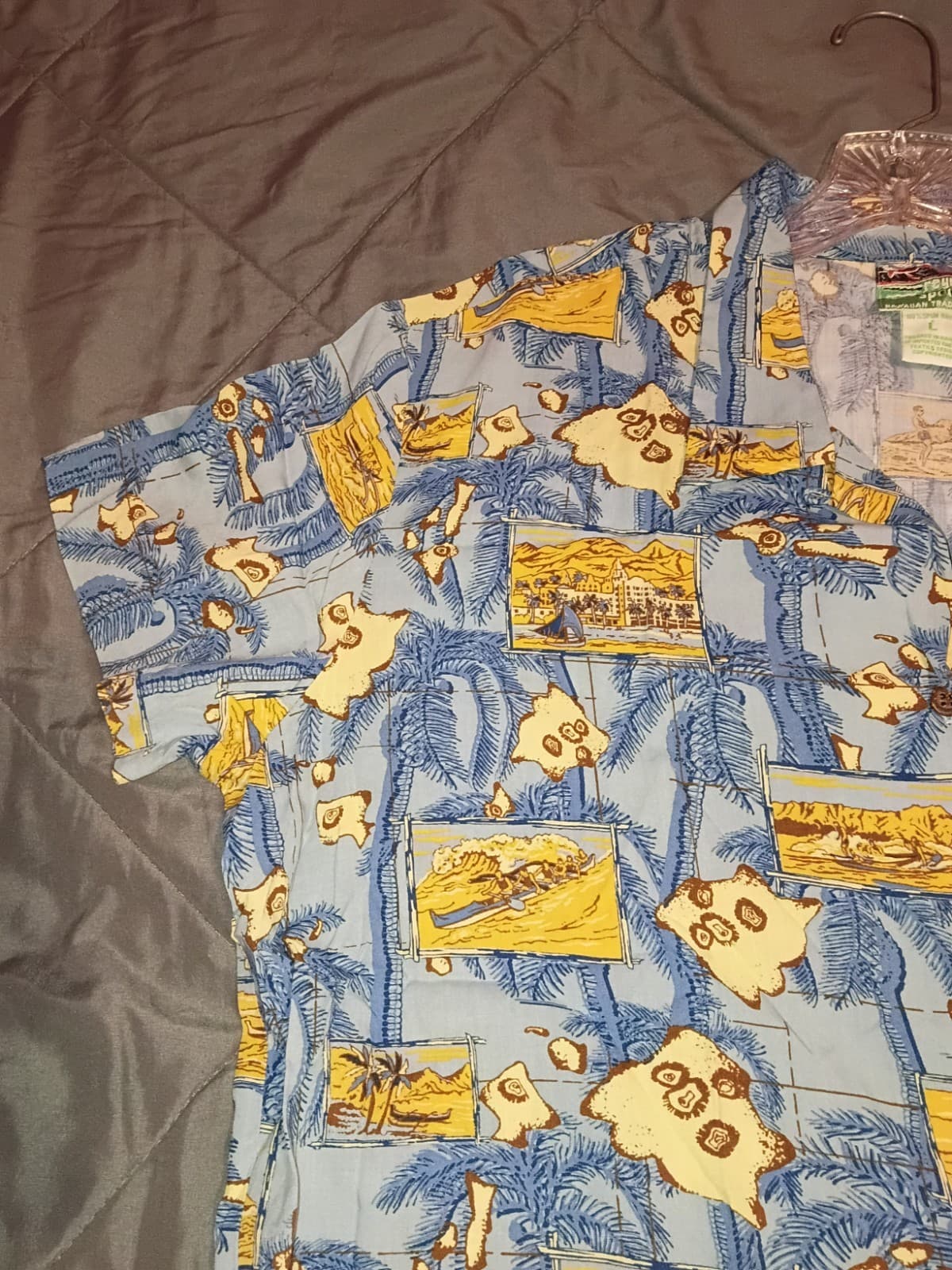 Reyn Spooner Hawaiian Traditions Blue/Yellow Hawaiian Print Shirt L - Thumbnail 6