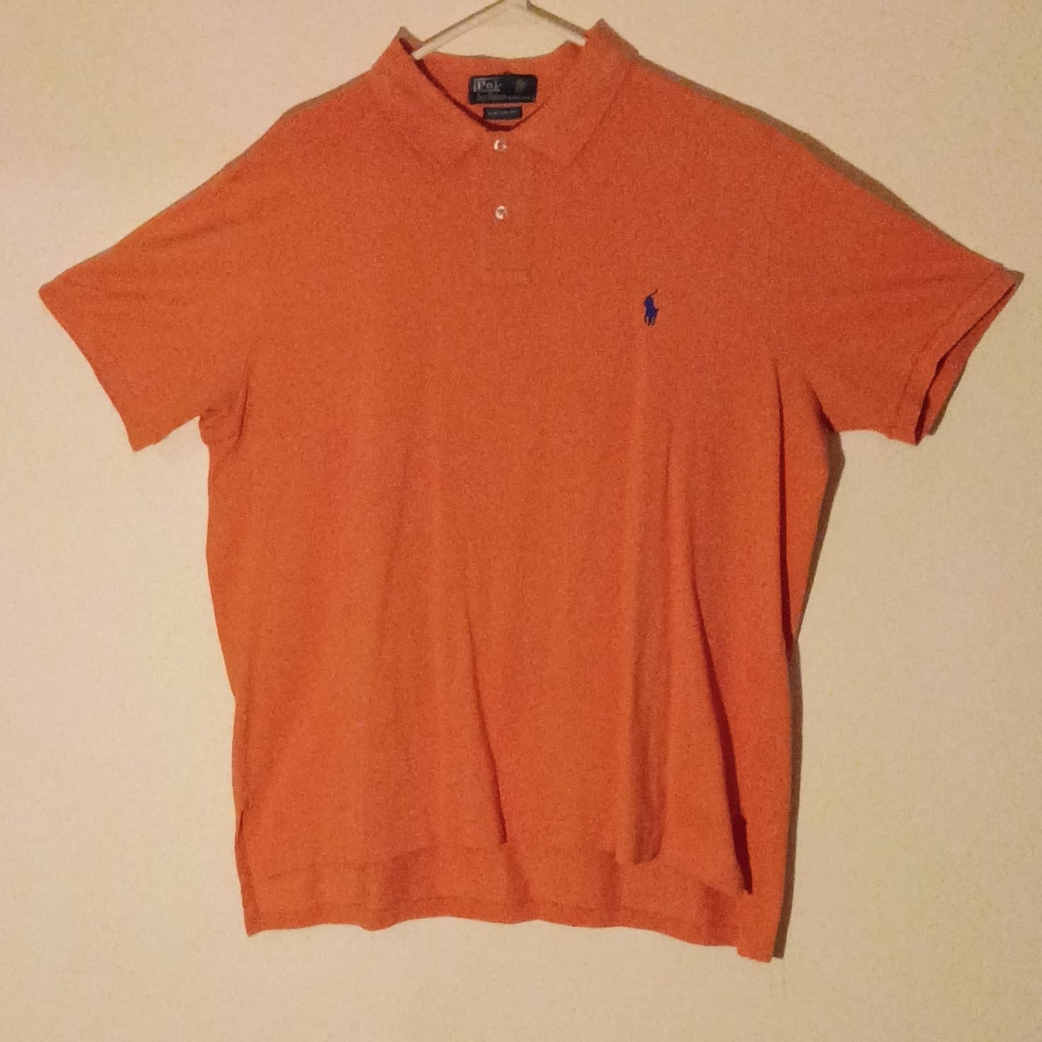 Polo Ralph Lauren Shirt Mens XL Coral Short Sleeve Blue Pony Cotton Prep Casual