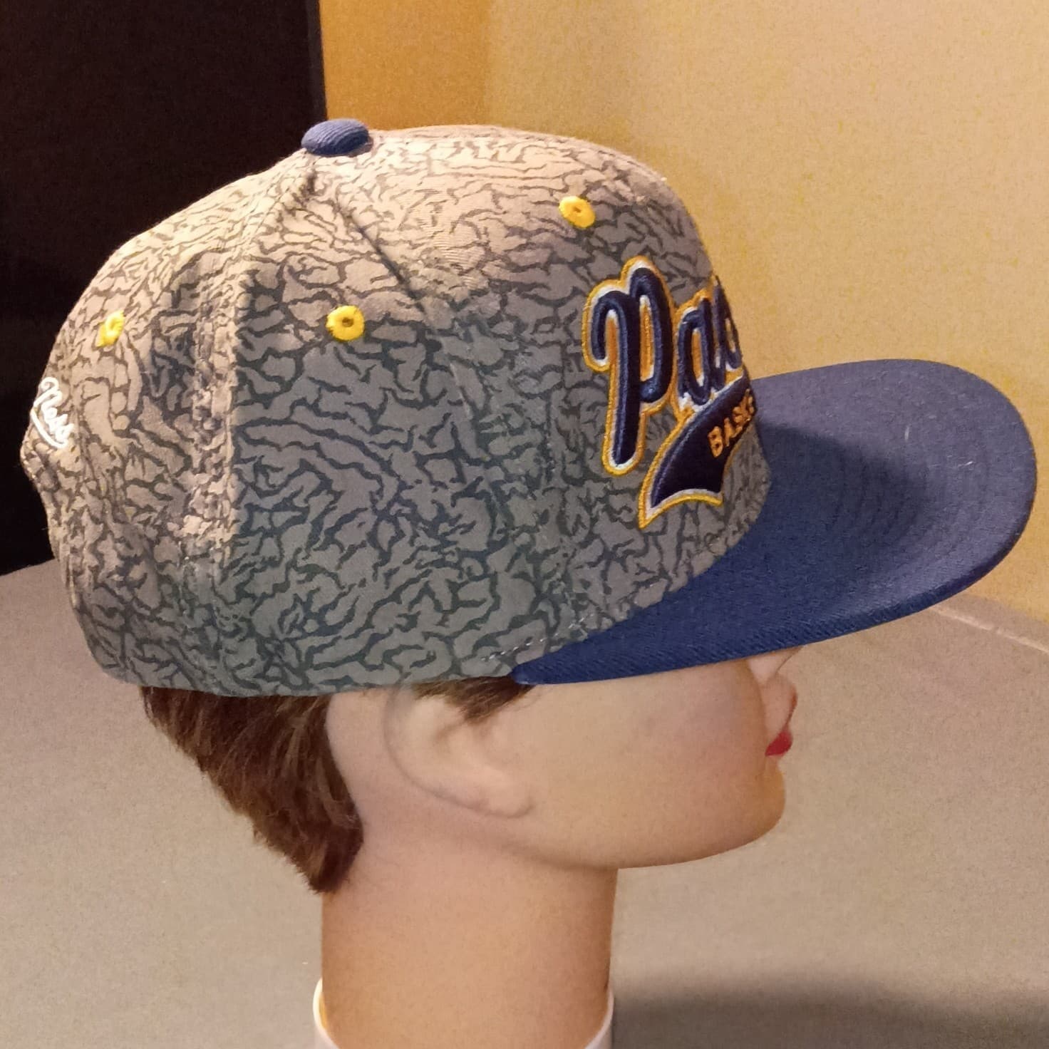Mitchell & Ness Indiana Pacers NBA Basketball Snapback Hat Cap Gray Blue Yellow - Thumbnail 2
