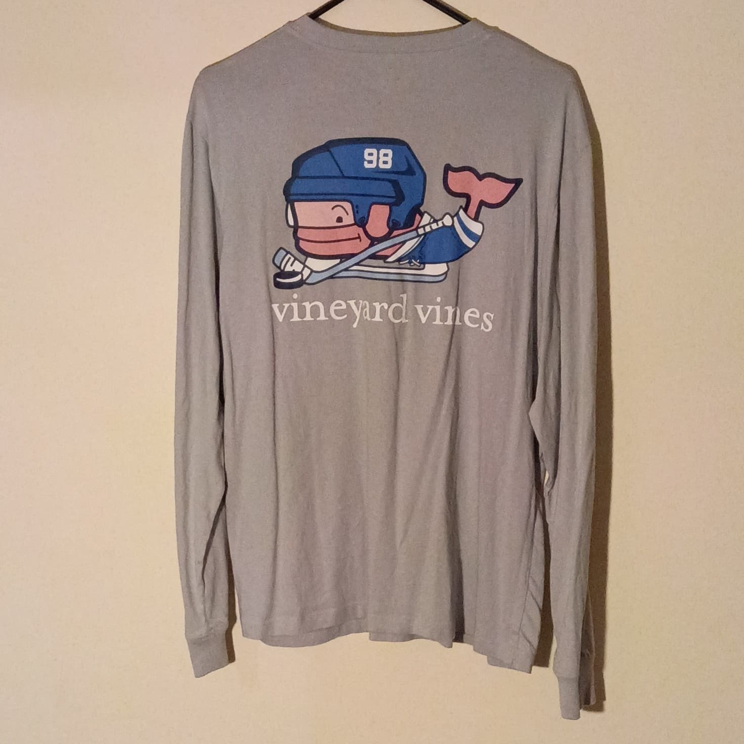 Vineyard Vines Mens Long Sleeve Pocket T-Shirt Blue Gray Whale Logo Size S - Thumbnail 2