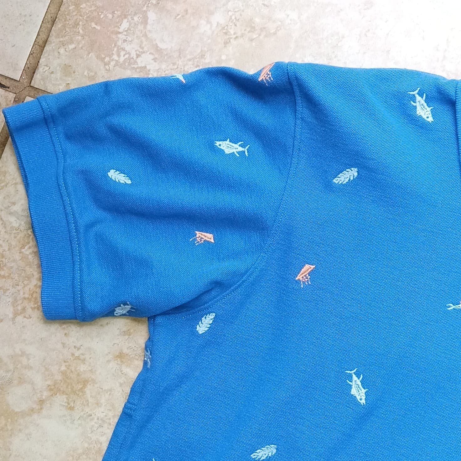 Columbia PFG Shark And Jellyfish Print Men's Size Small Polo Omni Shade - Thumbnail 6