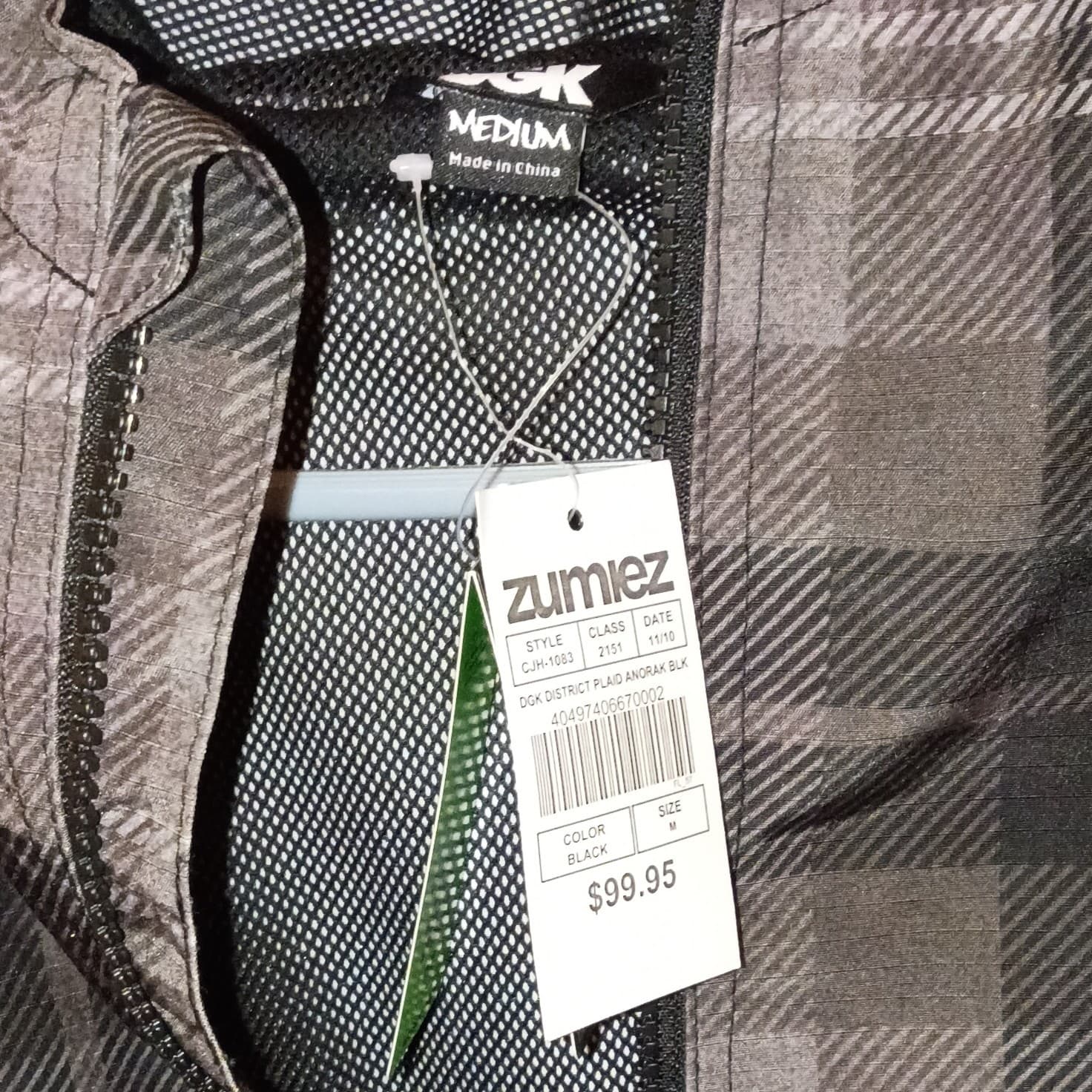 DGK Quarter Zip Plaid Print Windbreaker Jacket Brand New With Tags With Hood - Thumbnail 3