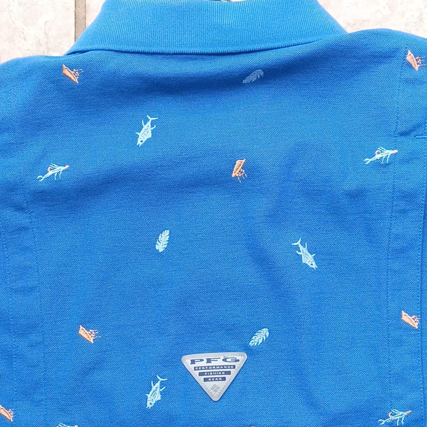 Columbia PFG Shark And Jellyfish Print Men's Size Small Polo Omni Shade - Thumbnail 14