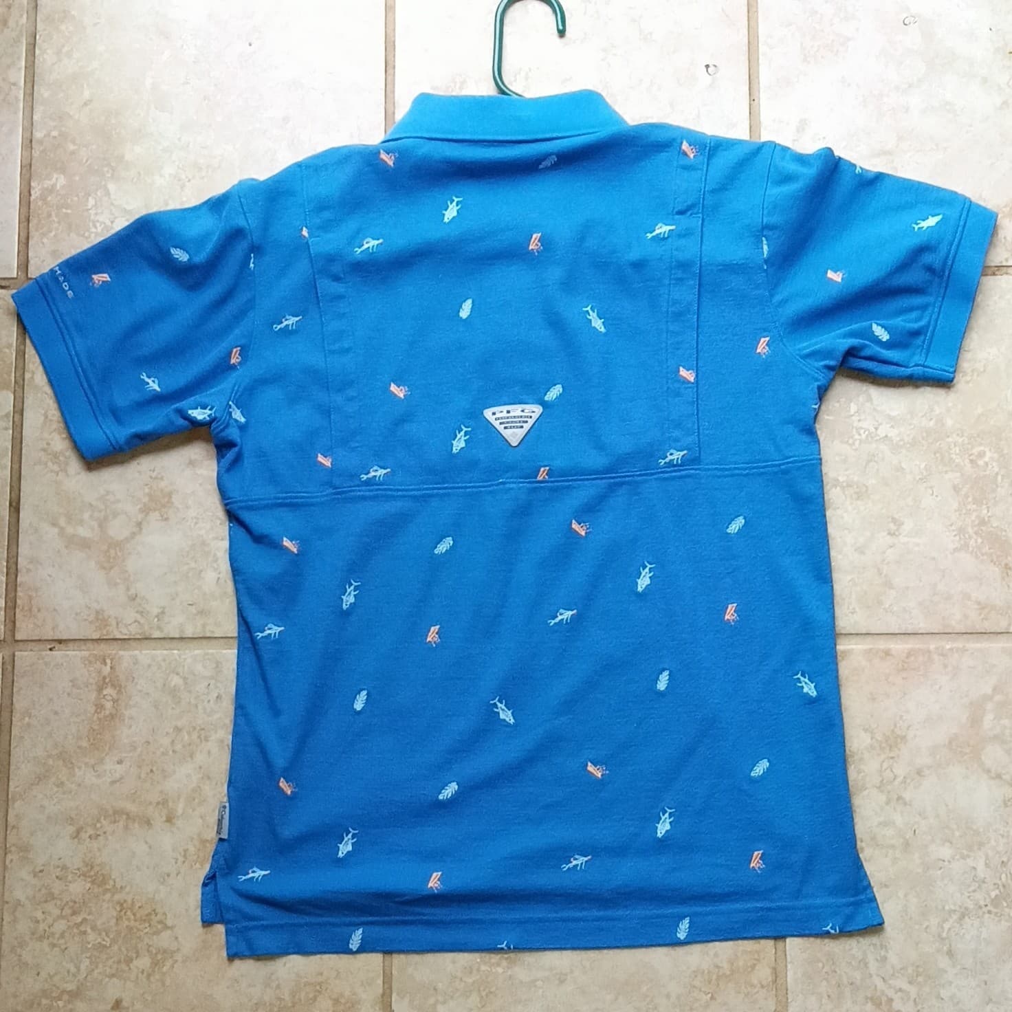 Columbia PFG Shark And Jellyfish Print Men's Size Small Polo Omni Shade - Thumbnail 11