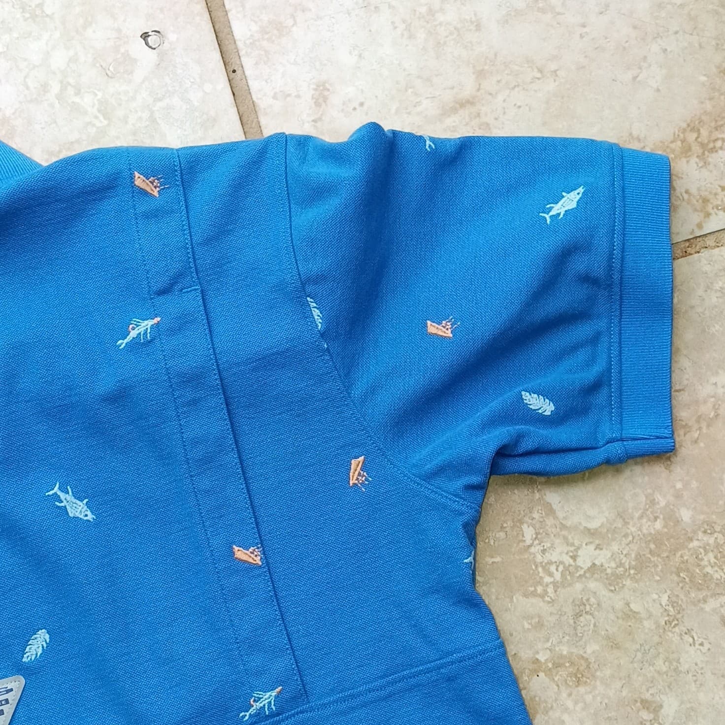 Columbia PFG Shark And Jellyfish Print Men's Size Small Polo Omni Shade - Thumbnail 13