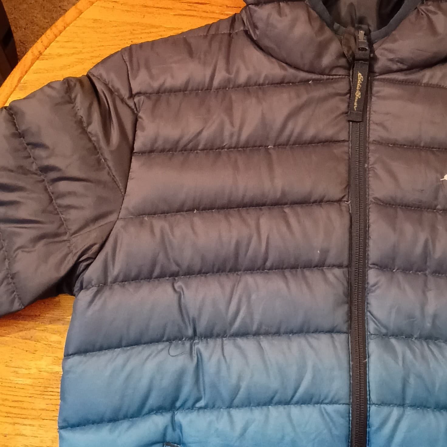 Eddie Bauer Reversible Down Jacket Kids Small Blue Puffer Hooded Winter Coat - Thumbnail 9
