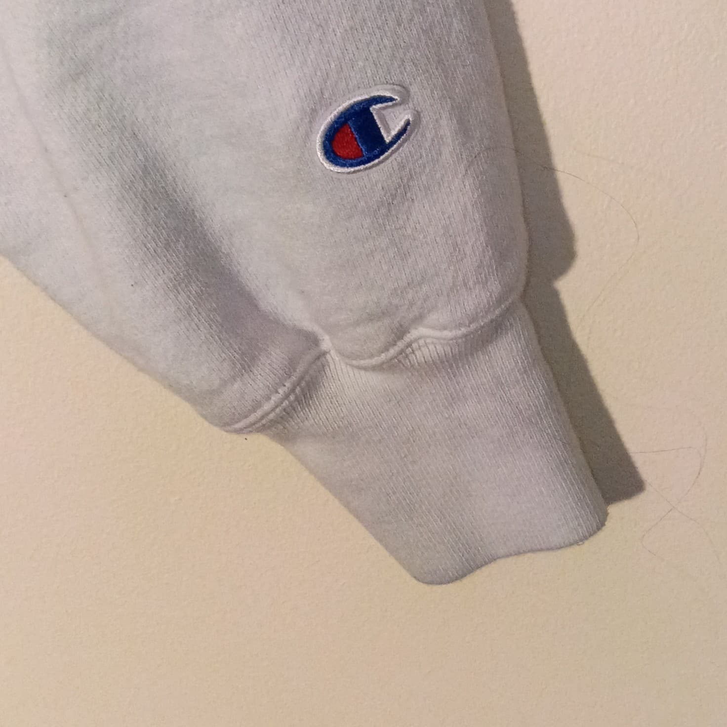Champion Reverse Weave Wht Hoodie W/Silver Logo Pocket Long Sleeve Unisex Size L - Thumbnail 5