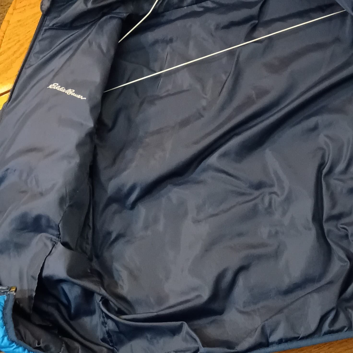 Eddie Bauer Reversible Down Jacket Kids Small Blue Puffer Hooded Winter Coat - Thumbnail 13