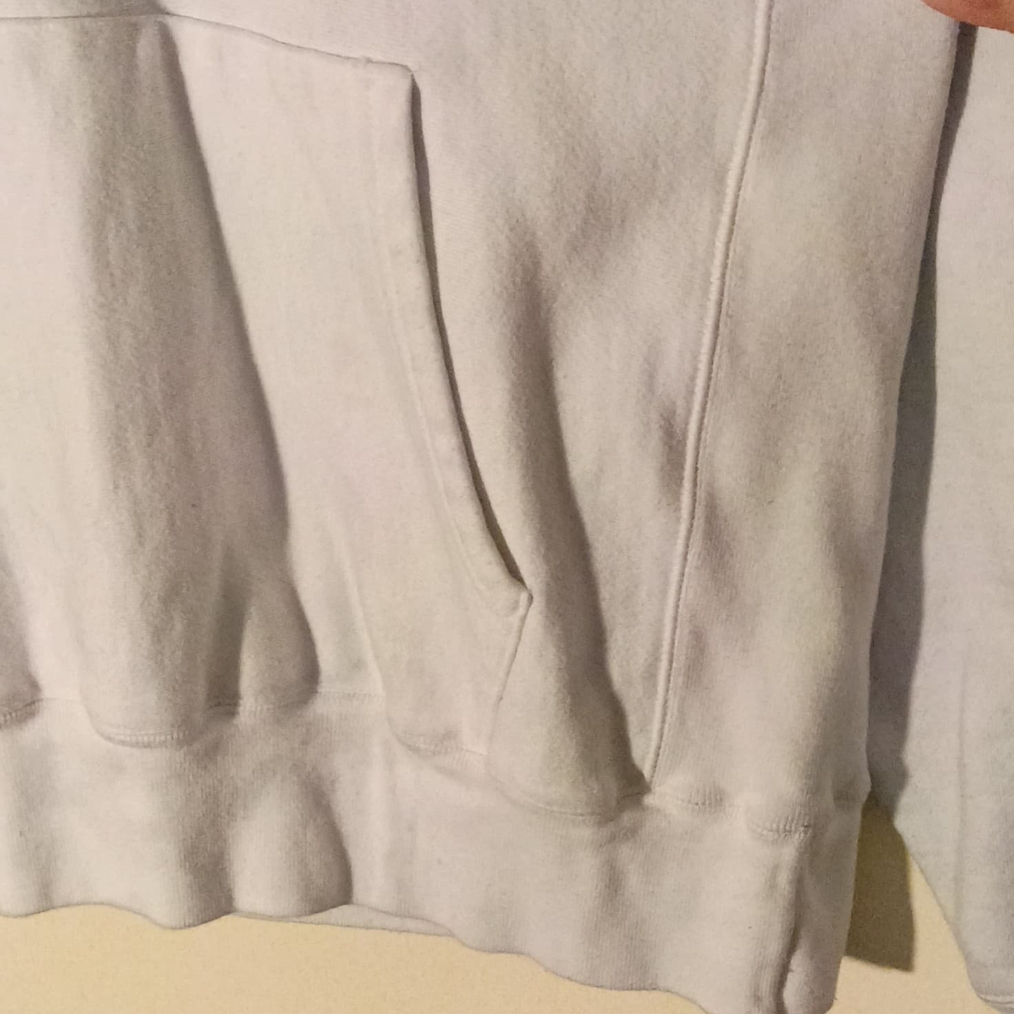 Champion Reverse Weave Wht Hoodie W/Silver Logo Pocket Long Sleeve Unisex Size L - Thumbnail 6