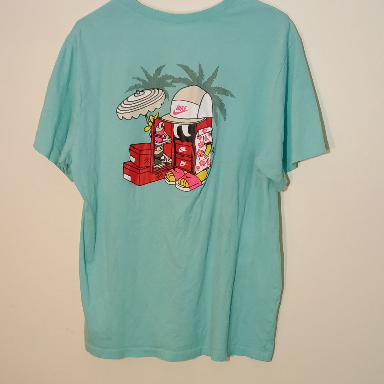 Nike Women’s T Shirt Large Mint Green Logo Graphic Tee Short Sleeve Cotton - Thumbnail 2