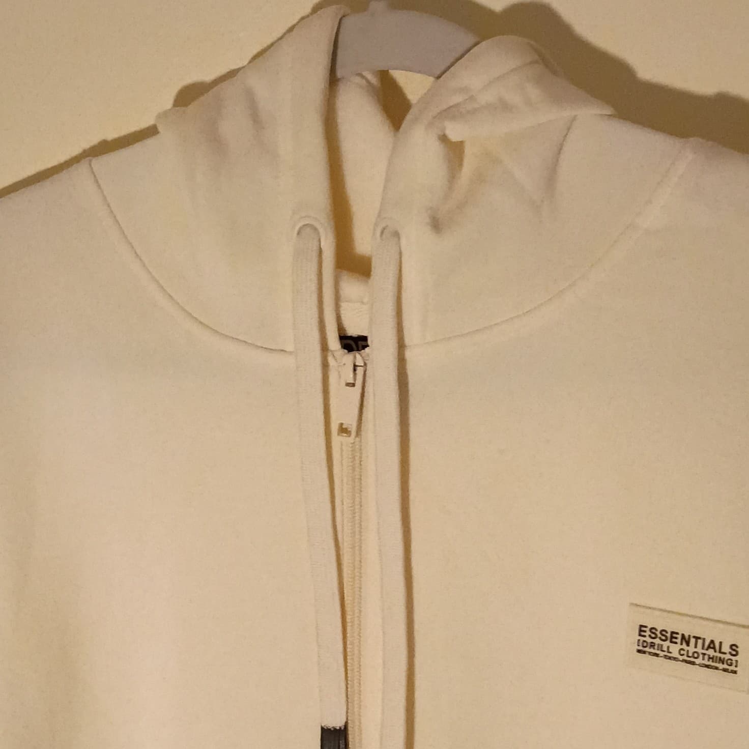 Essentials Men's White Full Zip Hoodie Long Sleeve Sweatshirt Size L - Thumbnail 3