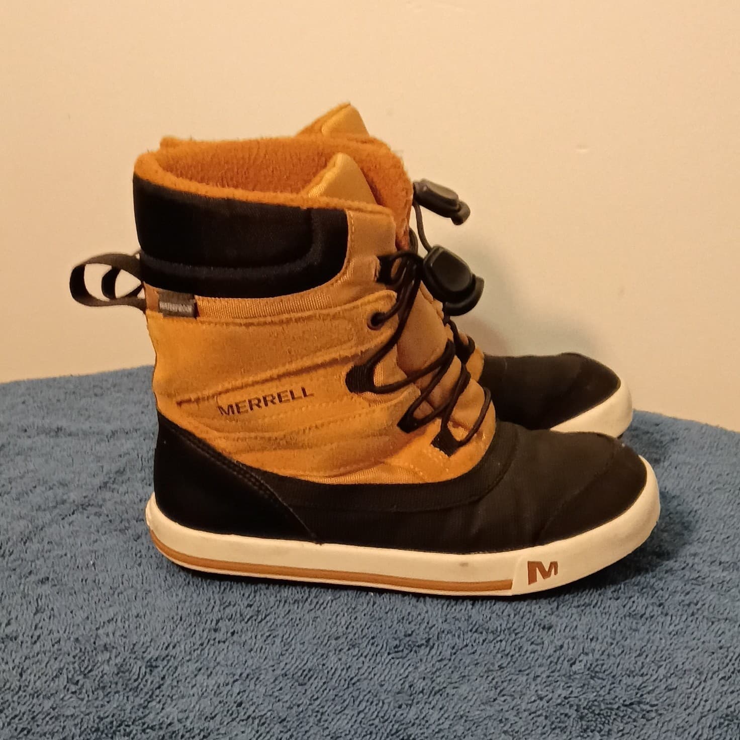 Merrell Snow Bank Waterproof Lined Snow Boots Tan/Black US 1M EU 32 - Thumbnail 2
