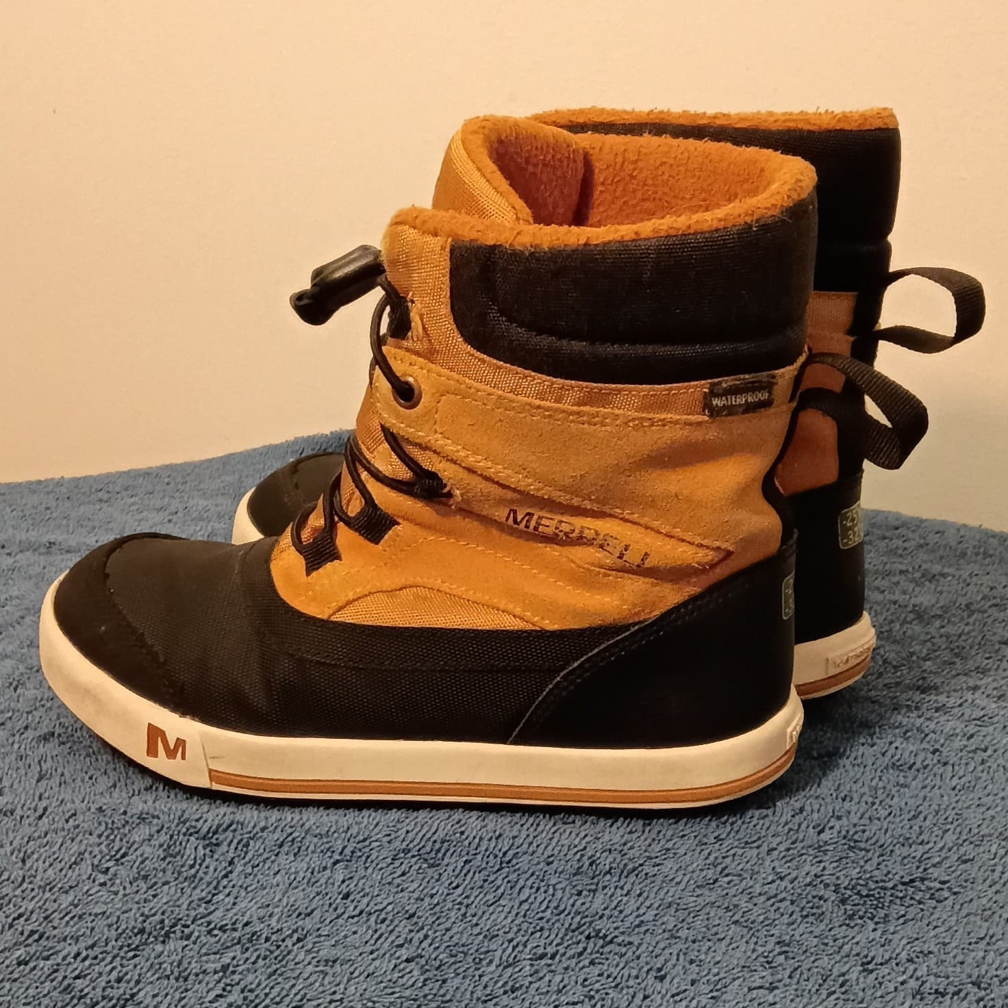 Merrell Snow Bank Waterproof Lined Snow Boots Tan/Black US 1M EU 32 - Thumbnail 4