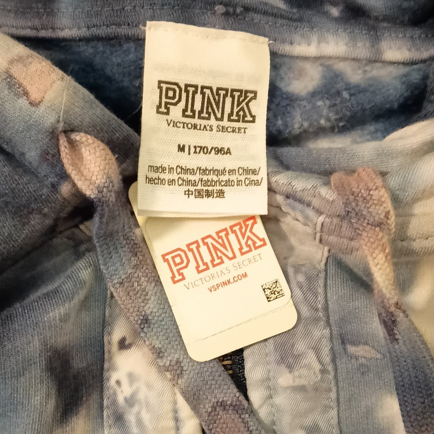 PINK Victoria's Secret Tie-Dye Half Zip Pullover Hoodie Blue/White Women's M - Thumbnail 5